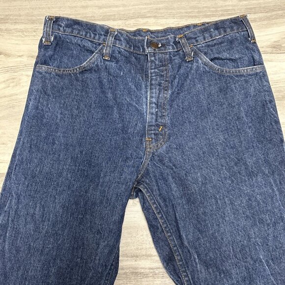 Vintage Plain Pockets Jean Men 33x34 Blue Bootcut Raw JC Penney Made in USA - Picture 6 of 10